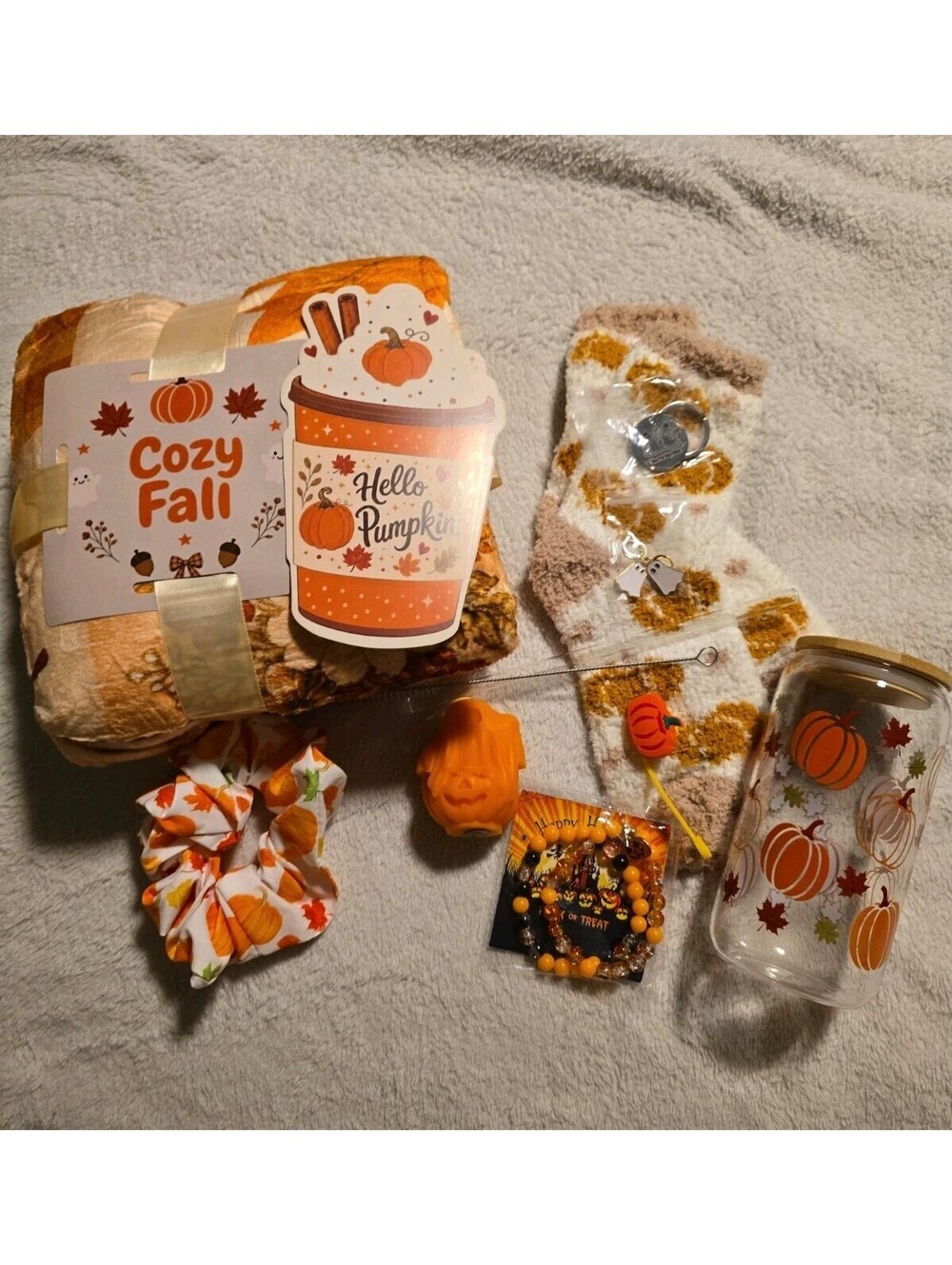 Gift Basket For Women. Halloween, Boo, Blanket